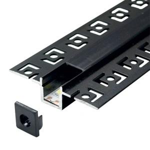 Ugradni aluminijumski profil za LED trake 52,5 x 13 mm – crna varijanta, kompletan proizvod