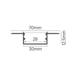 Alu profil za LED trake 70mm — bočni izgled kanala za LED traku