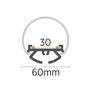 Viseći aluminijumski profil za LED trake Ø60 mm – sivi, 2 m