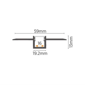 Fleksibilni aluminijumski profil za LED trake 59mm — bočni izgled kanala za LED traku