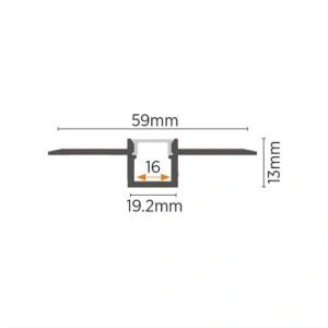 Fleksibilni aluminijumski profil za LED trake 59mm — bočni izgled kanala za LED traku