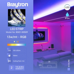 LED traka SMD 50-50 220V 13W 120 LED RGB 100 m — priključni kabl i delovi kompleta