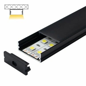 Tanki nadgradni aluminijumski profil za LED trake 30 x 10 mm – crna varijanta, dodatni prikaz kompletnog profila