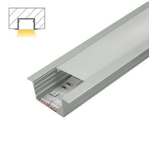 Detalj i presek – Ugradni aluminijumski profil za LED trake 44 × 20 mm – sivi, 2 m