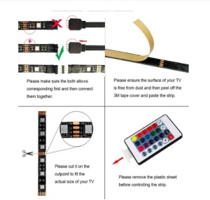 LED traka USB RGB 5V 5m sa daljinskim upravljačem — uputstvo za spajanje trake i kontrolera