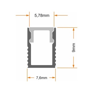 Nadgradni aluminijumski profil za LED trake 7,6 × 9 mm – sivi, 2 m