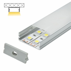 Tanki nadgradni aluminijumski profil za LED trake 30 x 10 mm – siva varijanta, dodatni prikaz kompletnog profila