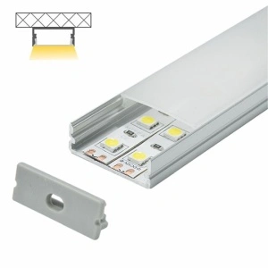 Tanki nadgradni aluminijumski profil za LED trake 30 x 10 mm – siva varijanta, dodatni prikaz kompletnog profila