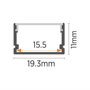 Aluminijumski profil za LED trake SLIM nadgradni — bočni izgled kanala za LED traku