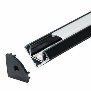 Ugaoni aluminijumski profil za LED trake 19 x 19 mm – crna izvedba
