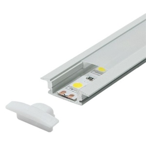 Bela ugradni aluminijumski profil za led trake 24,7 × 7 mm sa belim difuzorom – glavni prikaz