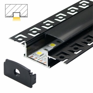 Ugradni aluminijumski profil za LED trake 61 x 14 mm – crna varijanta, dodatni prikaz kompletnog profila