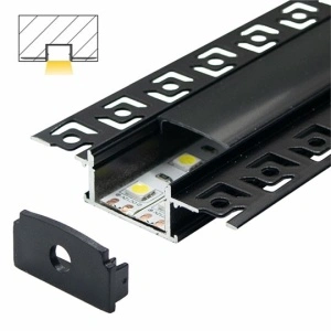 Ugradni aluminijumski profil za LED trake 61 x 14 mm – crna varijanta, dodatni prikaz kompletnog profila