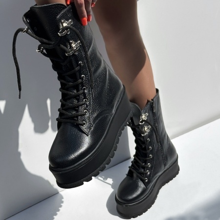 Ghete Ezel black- piele naturala - Img 2