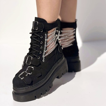Ghete Chain black - piele naturala - Img 3