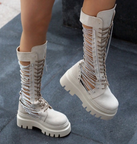 Ghete Chain Tall beige sport - Img 2