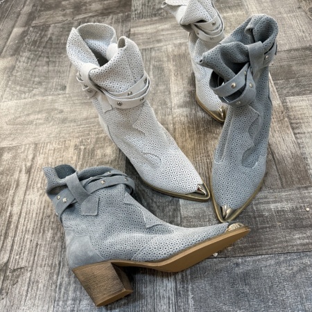 Botine Kiara perforate Piele Naturala Albe - Img 3