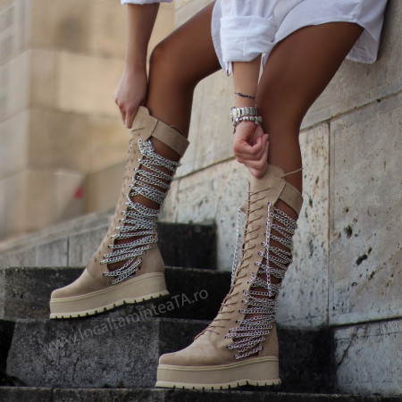 Ghete Chain Tall beige - Img 2