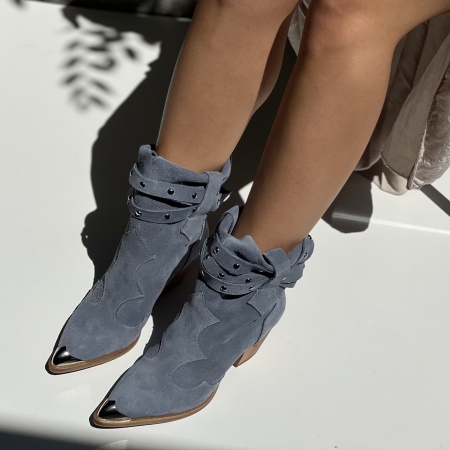 Botine Kiara Blue Piele naturala