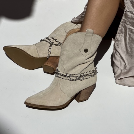 Botine Jesica Bej Piele Naturala