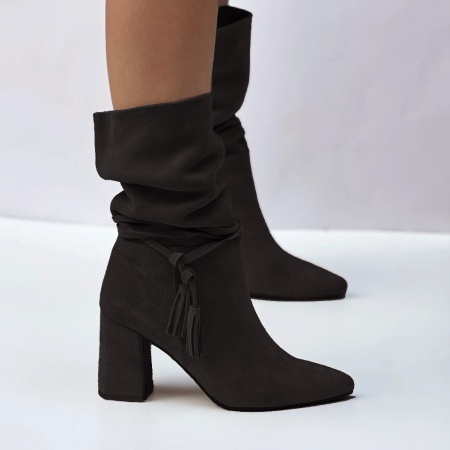 Cizme Linnea Bej sau negru Short Piele Naturala - Img 6