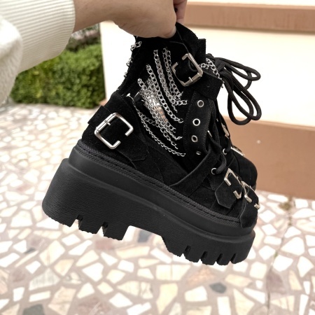 Ghete Chain black - piele naturala - Img 2