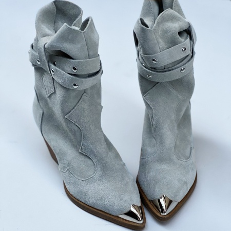 Botine Kiara Piele Naturala - milky- blue - Img 2