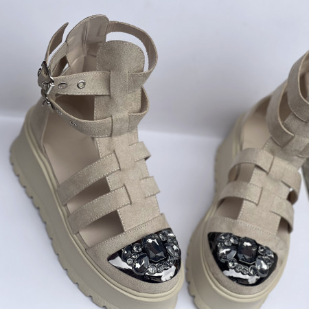 Ghete Rome Bej accesoriul gri-fumuriu - Img 2