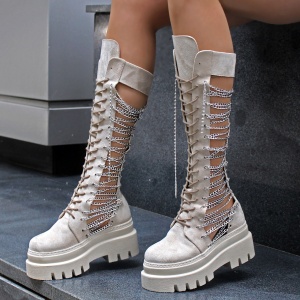 Ghete Chain Tall beige sport