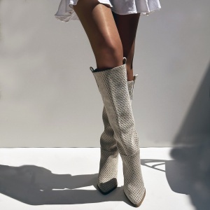 Cizme Ramona Summer Tall - piele naturala- crem - Img 2