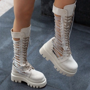 Ghete Chain Tall beige sport - Img 2
