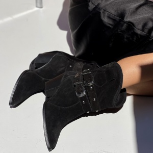 Botine Carmina Negru Piele Naturala