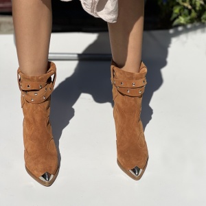 Botine Kiara Chestnut Piele Naturala