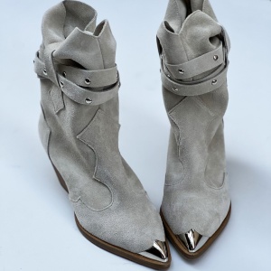 Botine Kiara Piele Naturala - milky- grey - Img 2