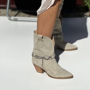 Botine Misuna Bej Piele Naturala