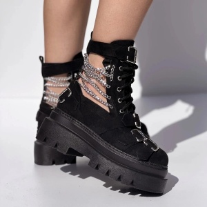 Ghete Chain black - piele naturala - Img 4
