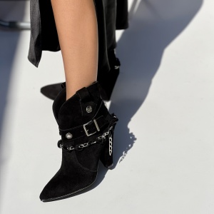 Botine Astrid Negru Piele Naturala
