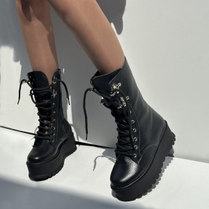 Ghete Ezel black- piele naturala