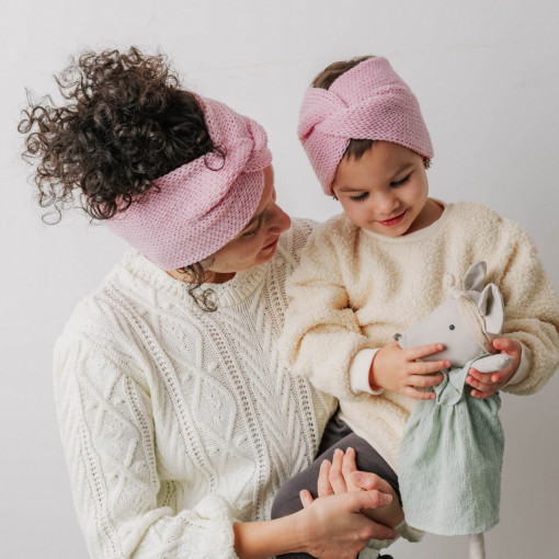 Set bentite mama - fiica, tricotate din lana merinos, diverse culori
