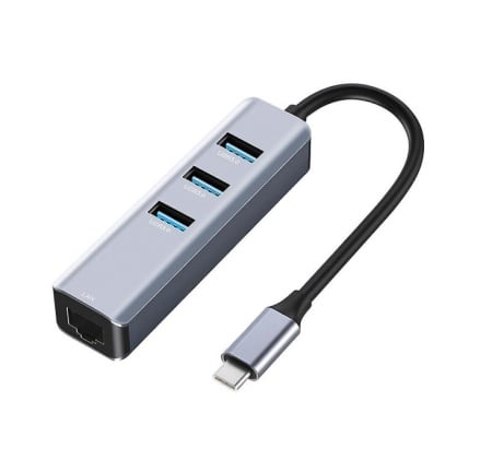 Kabl adapter USB3.1 C M-3xUSB3.0 A F+RJ45