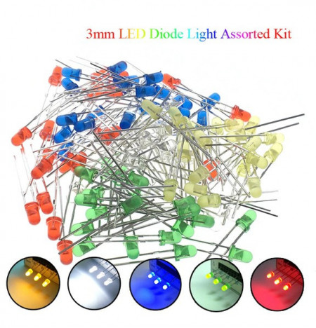 Set LED dioda 3mm 100 komada