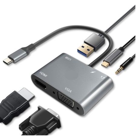 Kabl adapter USB3.1 C M-USB3.1 C F+HDMI F+VGA F+USB3.0 A F+Audio