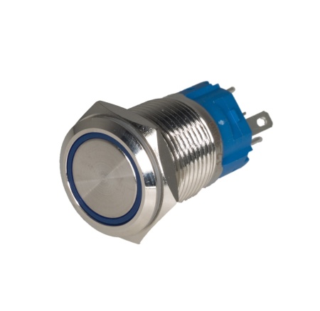 Taster metalni 16mm sa LED svetlom plavi krug