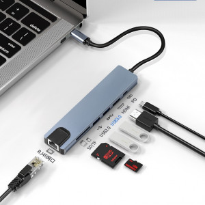 Adapter USB C-RJ45/SD/TF/USB2.0/USB3.0/HDMI/PD - Img 4