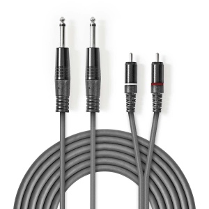 Audio kabl 2x 6.35mm (banana) na 2x RCA (činč) - 3m, metalni konektori