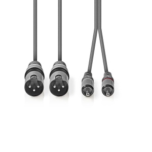 Audio kabl 2x XLR muški na 2x RCA muški - 3m - Img 2