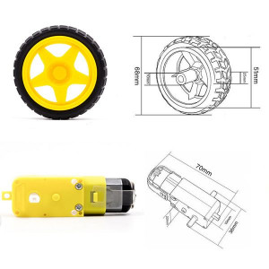 DC Motor sa reduktorom i točkom 3-6V (TT motor) za Arduino i robotiku - Img 7