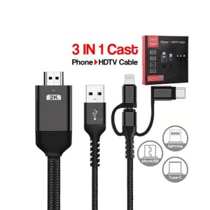 Kabl HDMI M-USB C+mikro USB+USB Lighting