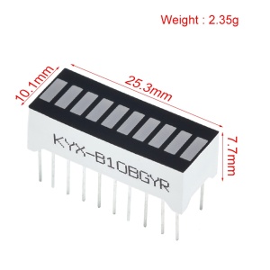 LED bargraf displej 10 segmenata višebojni - Linijski indikator nivoa (KYX-B10BGYR) - Img 2