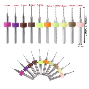 Set Karbidnih Mikro Burgija za PCB i CNC (1.1mm - 2.0mm) 10 komada